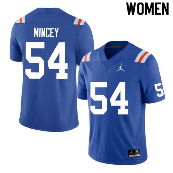 Women #54 Gerald Mincey Florida Gators College Football Jersey Throwback